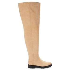 Stuart Weitzman 32MM Chicago Leather Thigh Boots (Beige color)